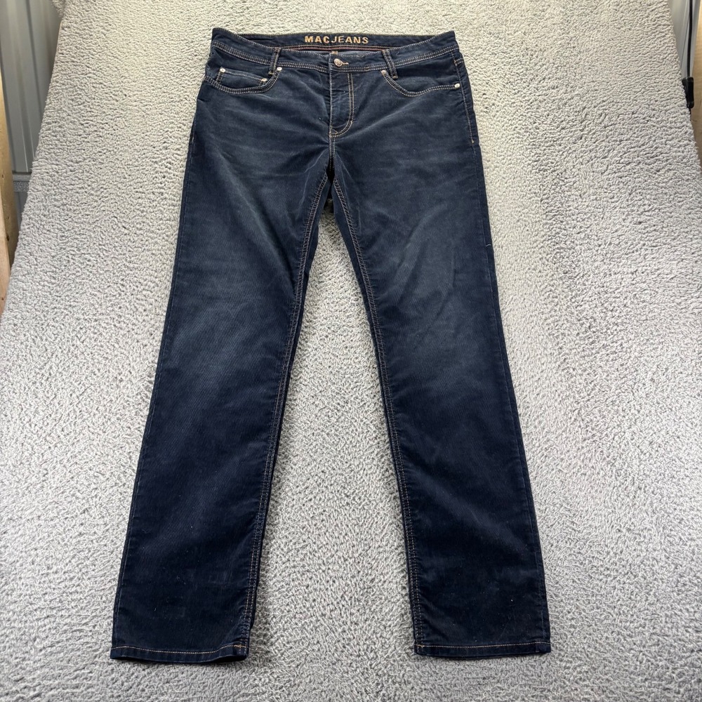 Mac Jeans Chino Pants Mens 38x34 Blue‎ Straight Corduroy Dark Wash Cotton Blend